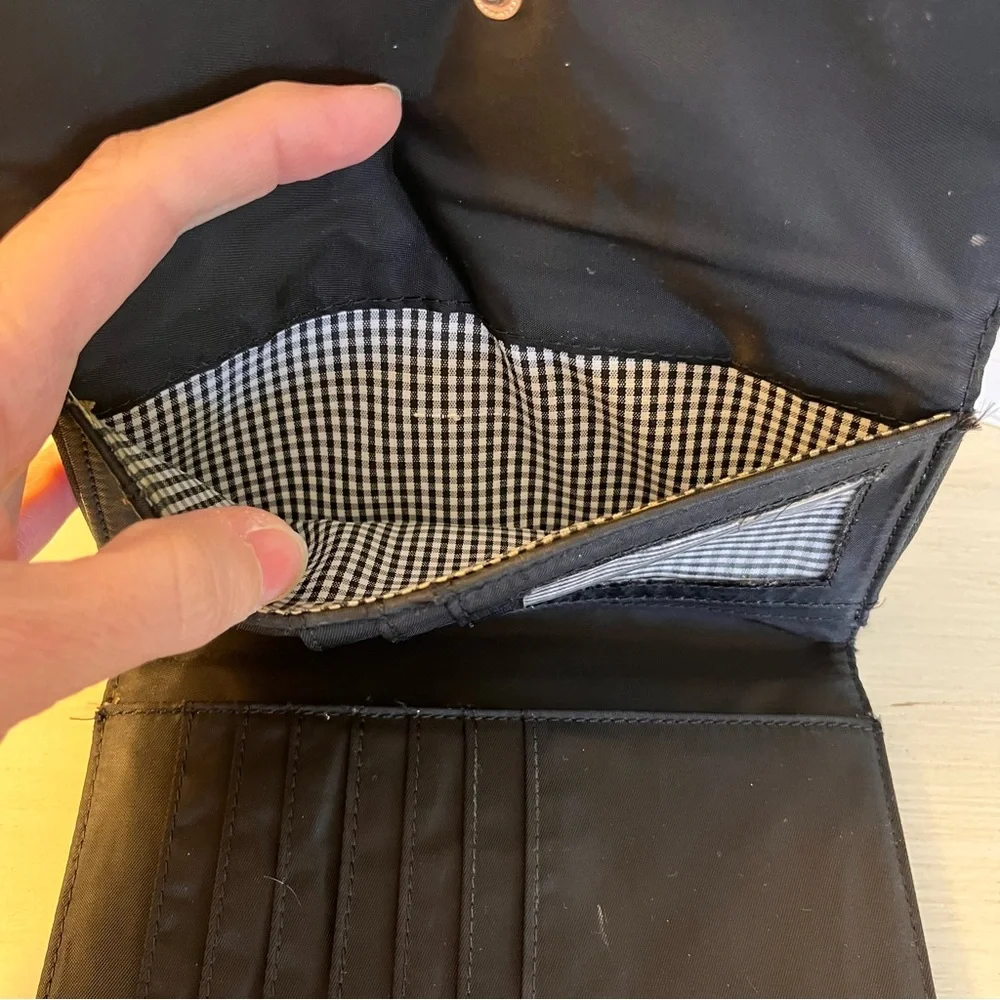 Kate Spade NY Vintage Wallet Striped Coated Fabric Black/White/Purple